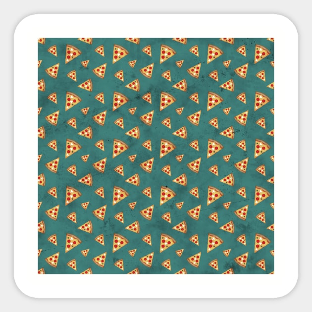 Cool pizza slices vintage teal pattern Sticker by PLdesign
